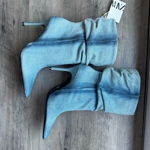 Zara Blue Heeled Boots with Stiletto Heel
